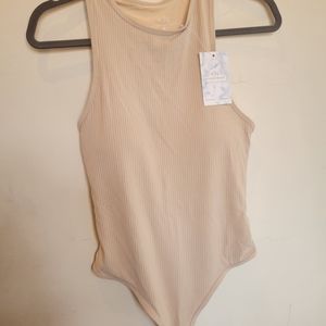 NWT HIGH NECK BRAMISUIT, S, Sand, Klassy Network